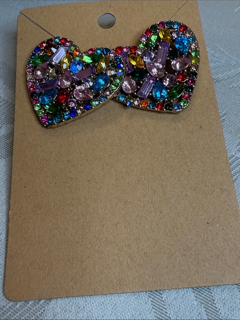 Multicolor Crystal Heart Earrings